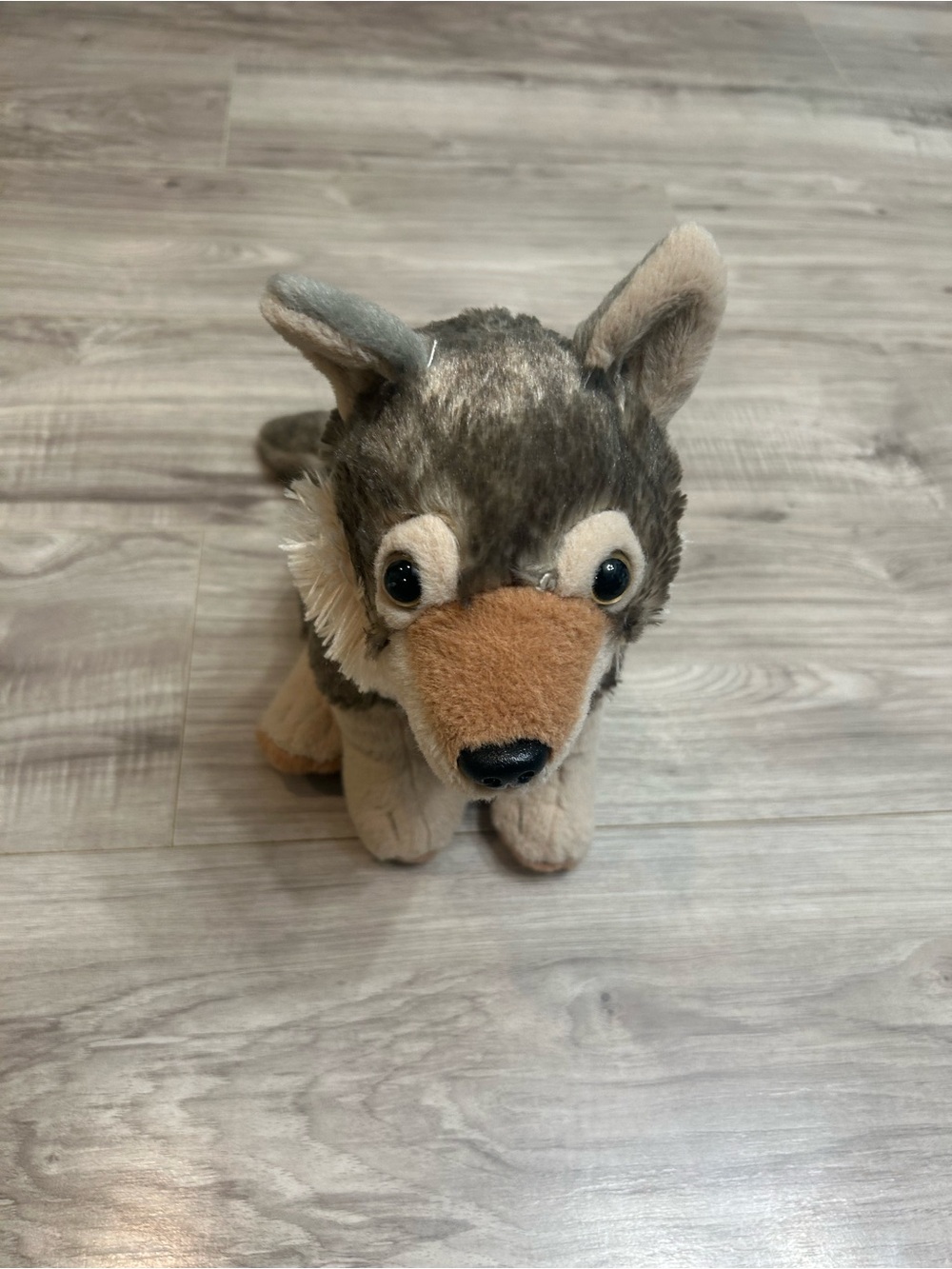 Plush Gray and Tan Wolf Dog Toy - Soft Cuddly Pet Playmate